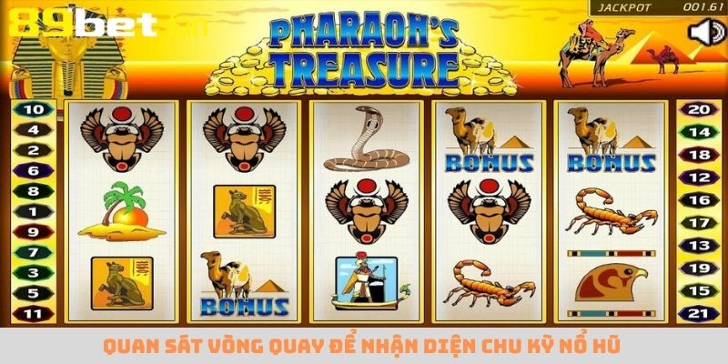Chú ý quan sát các vòng quay khi chơi nổ hũ Pharaoh’s Treasure